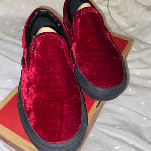Vans | Shoes | Red Velvet Slip On Vans 